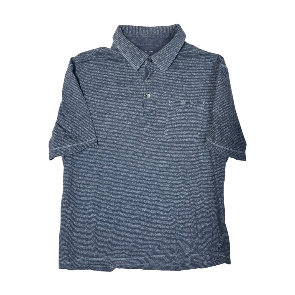 Van Heusen Blue Striped Polo Men's Large – Classic Casual Polo Shirt